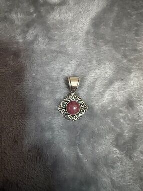 Carolyn Pollack Silver-Tone Pendant with Rose Pink Stone